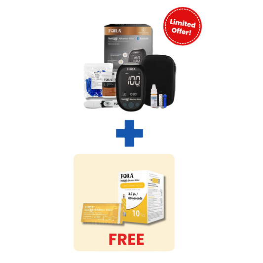 Limited Offer: FORA Bluetooth Glucose Kit + Bonus 10 Cholesterol Strips