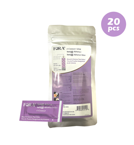 FORA 20-pcs Ketone Test Strips for 6Connect and Test N'Go Advance Voice Meters