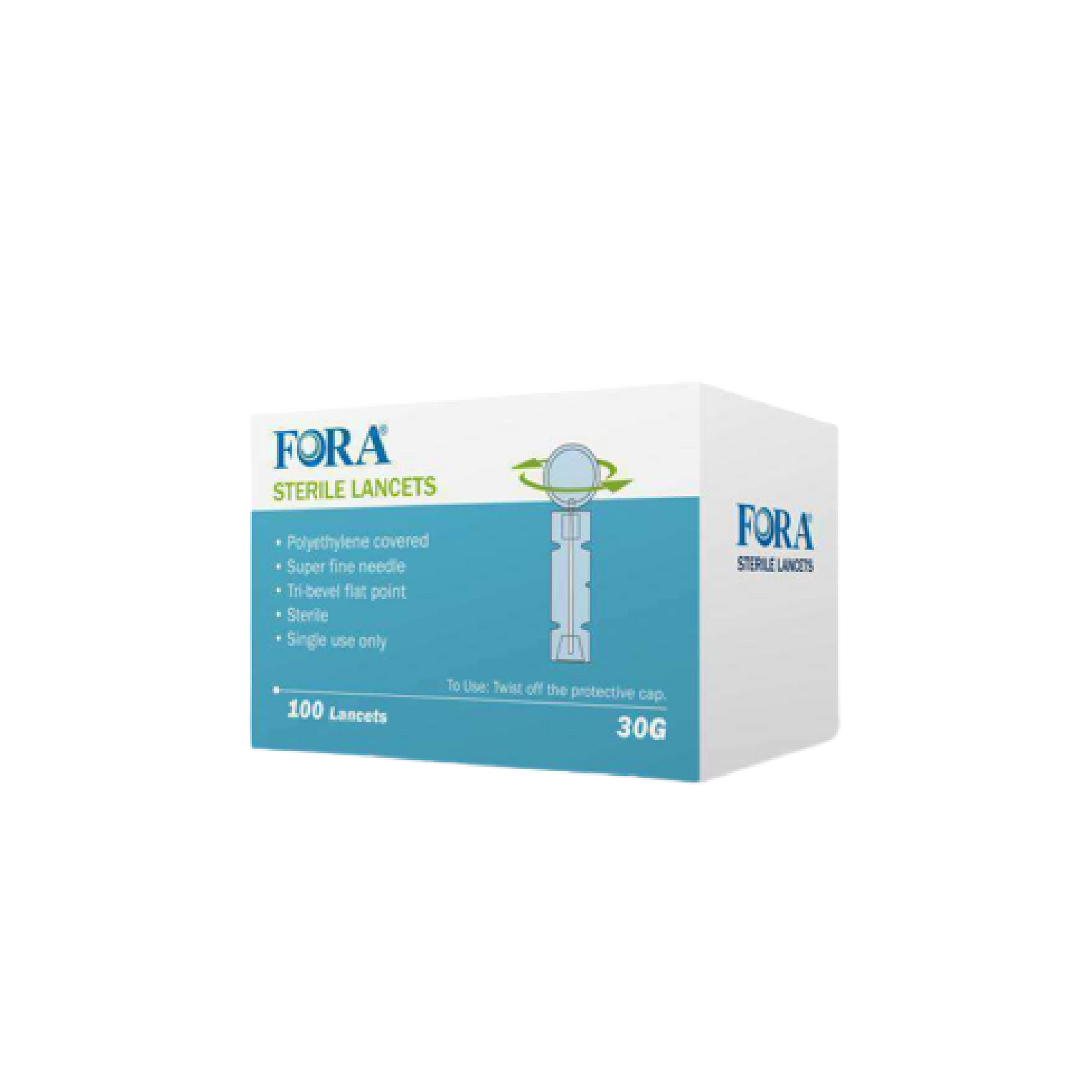 FORA Sterile Lancets 30 Gauge 100 Lancets per box ForaCare Inc