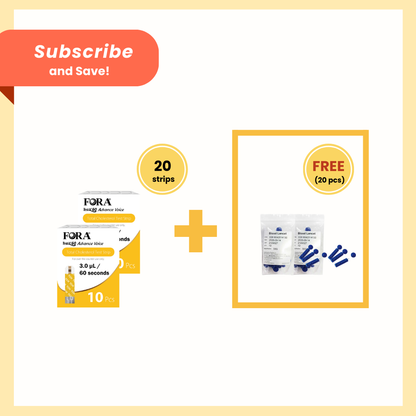 【FORA Subscription】Total Cholesterol Strips for Test N'Go Advance Voice device(20 strips+20 lancets)