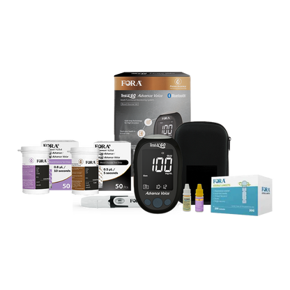 【Next-Gen】FORA Test N'GO Advanced Voice Glucose and Ketone Testing Kit-50 Glucose Strips+50 Ketone Strips